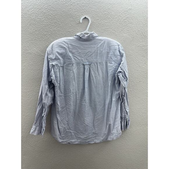 New York Aspects Womens Shirt Size Medium Blue Striped Button Up Long Sleeve VTG - Picture 7 of 13